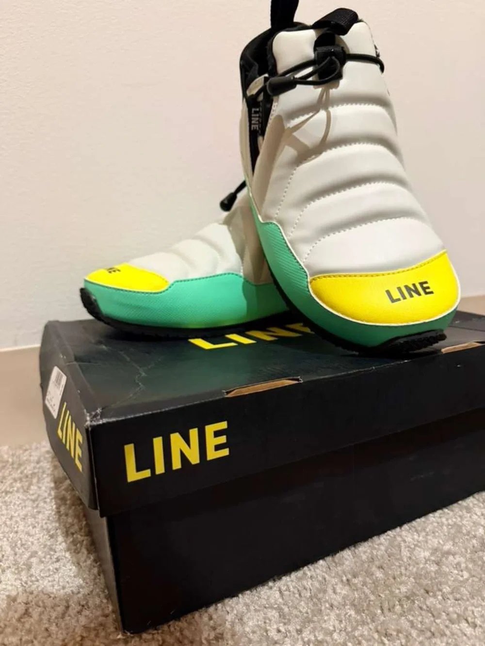 LINE Men’s Apres Bootie 1.0 Waterproof Snow Boots in White/Yellow/Green